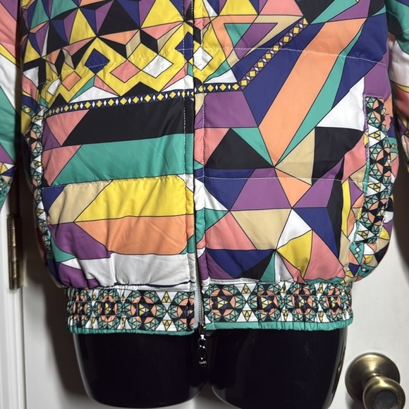 Emilio Pucci Firenze Colorful Abstract Nylon Bomber Jacket Winter Size I 36 US S - Picture 4 of 14